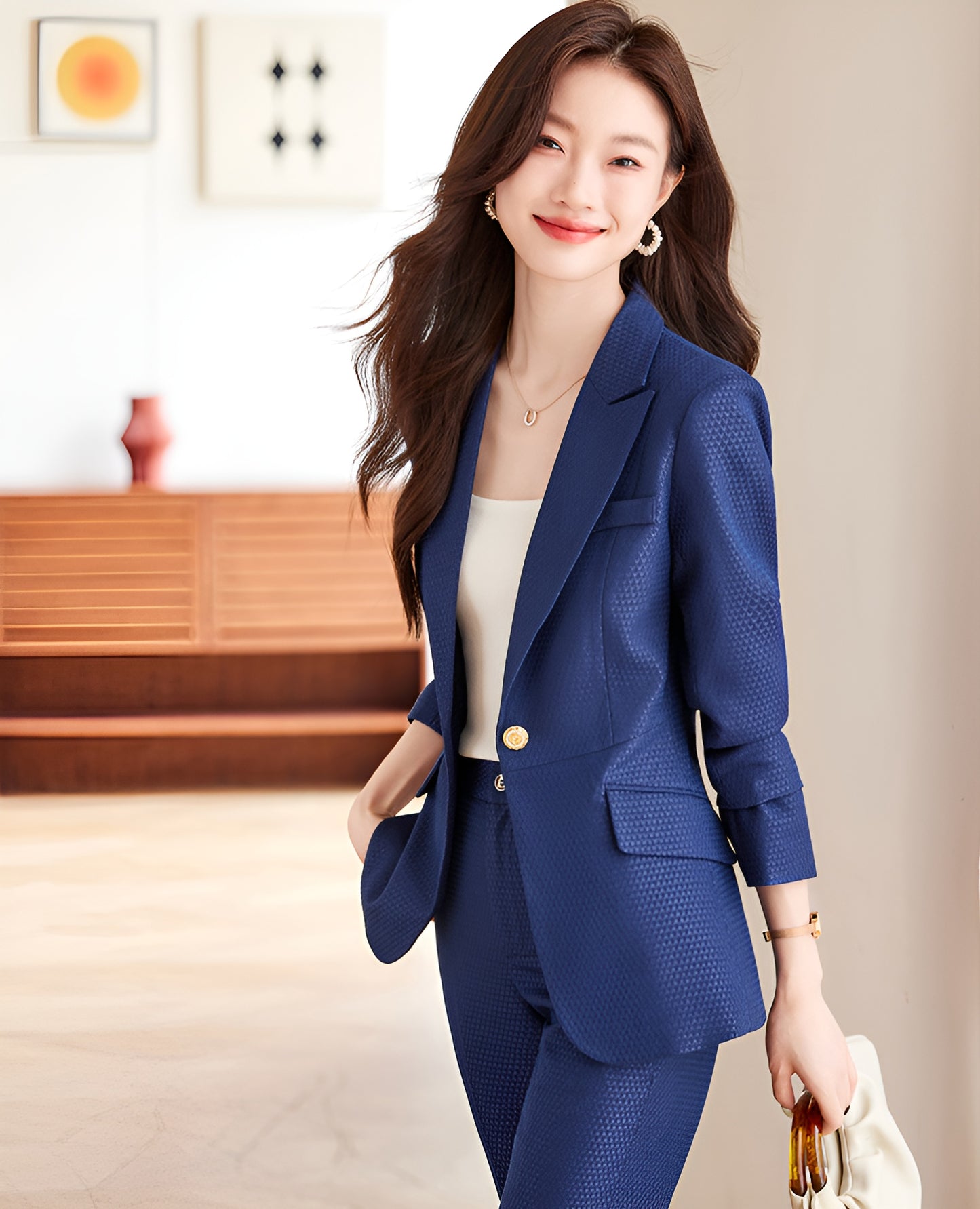 High-end Temperament Professional Suit Jacket + Trousers Two Pieces Set