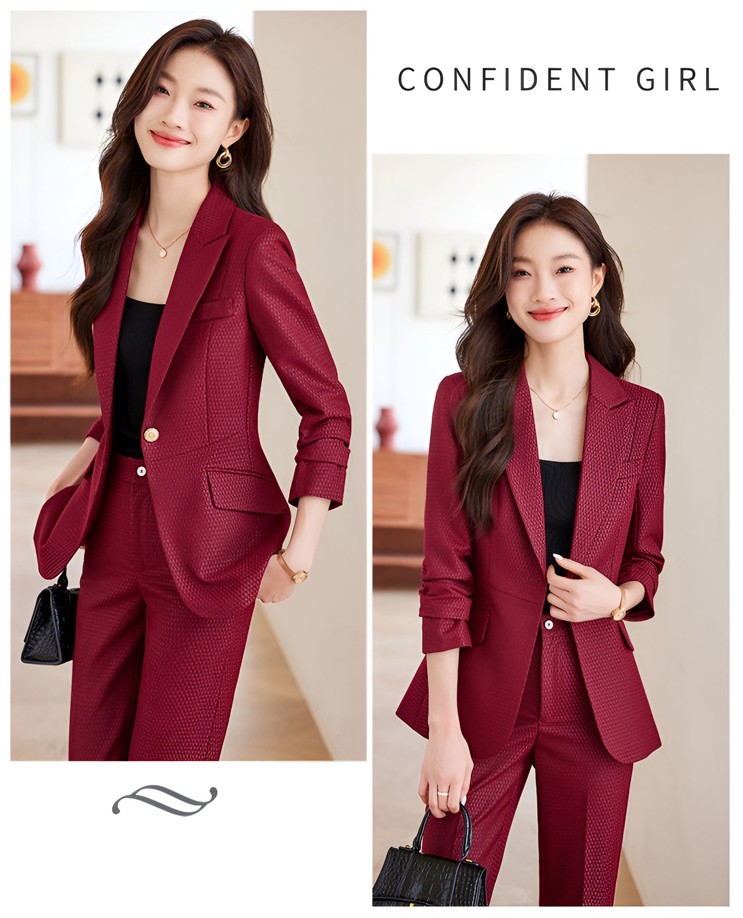 High-end Temperament Professional Suit Jacket + Trousers Two Pieces Set