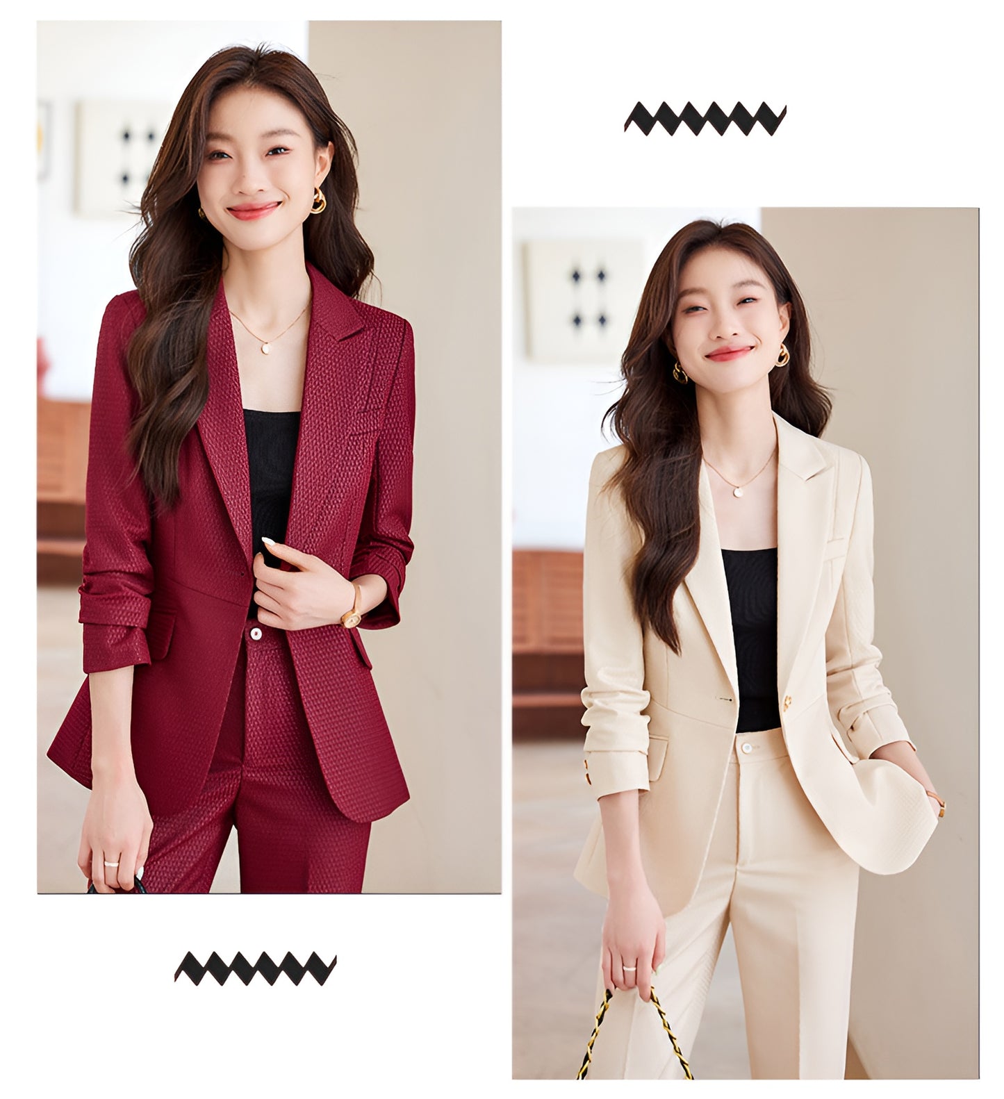 High-end Temperament Professional Suit Jacket + Trousers Two Pieces Set