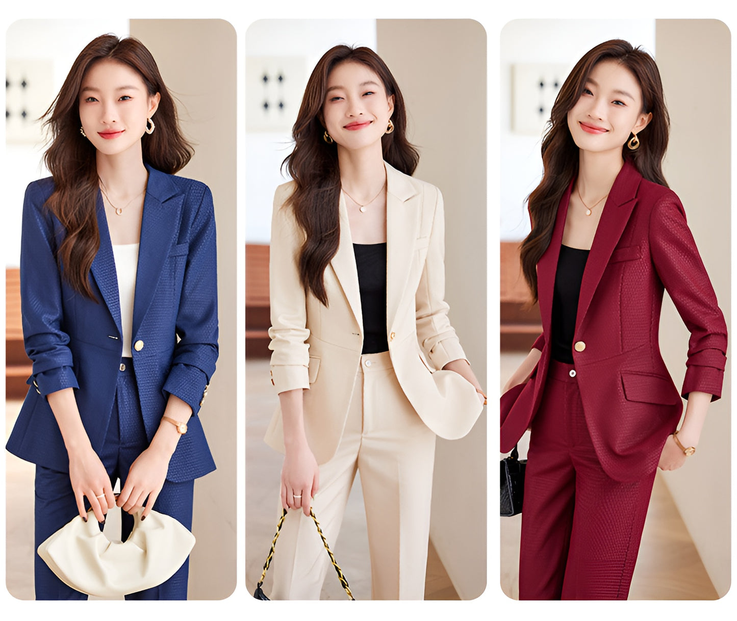 High-end Temperament Professional Suit Jacket + Trousers Two Pieces Set