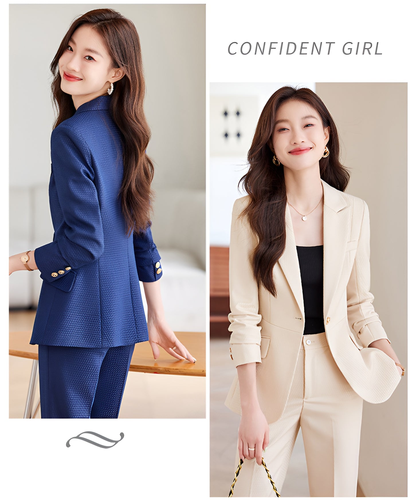 High-end Temperament Professional Suit Jacket + Trousers Two Pieces Set