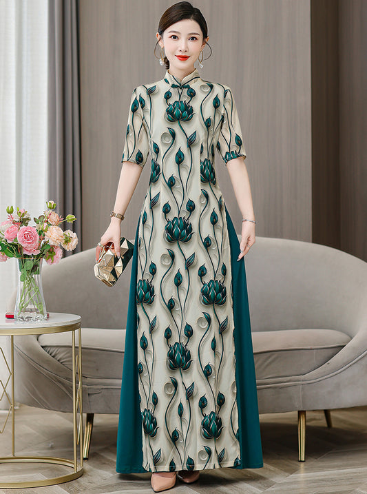 High End Floral Long Cheongsam