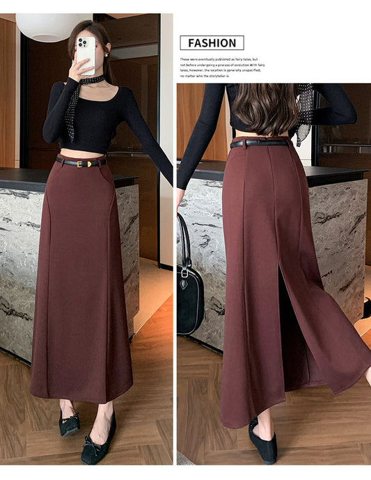 High Waist A-line Long Skirt