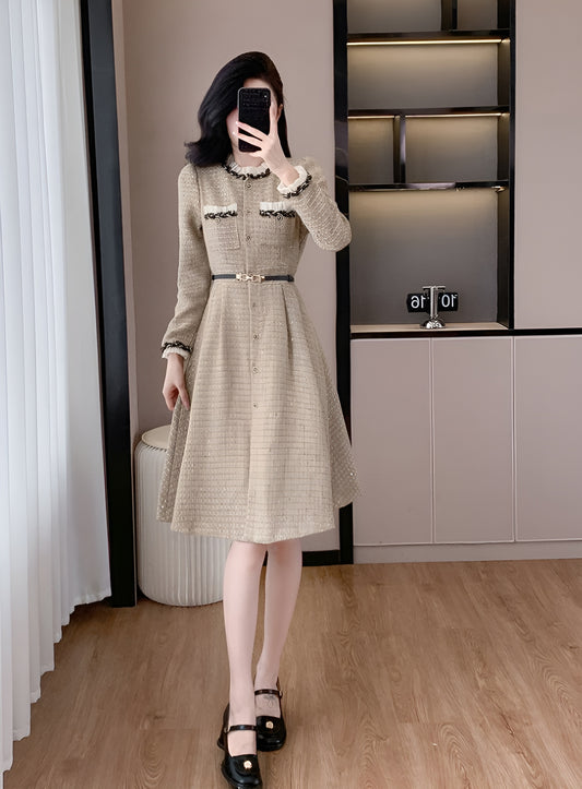 Khaki High-end A-line Dress