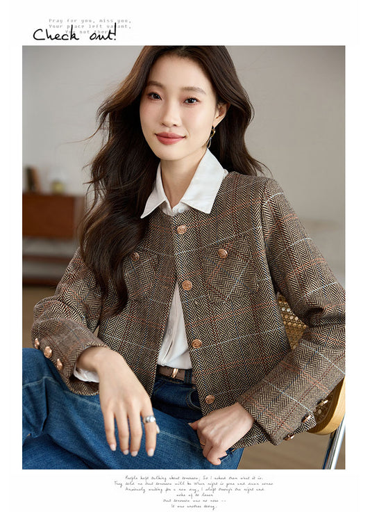 Khaki Plaid Women's Jacket