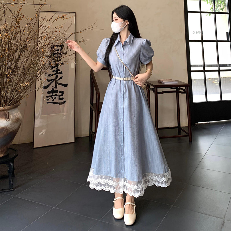 Light Blue Large Size Long Dress