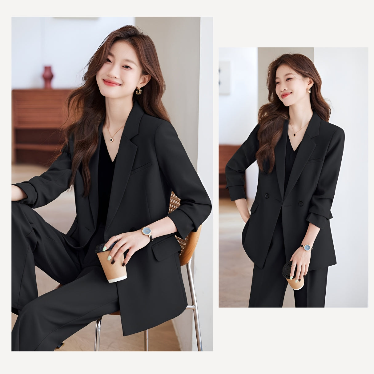 Loose Style Suit Jacket + Trousers Two Pieces Set