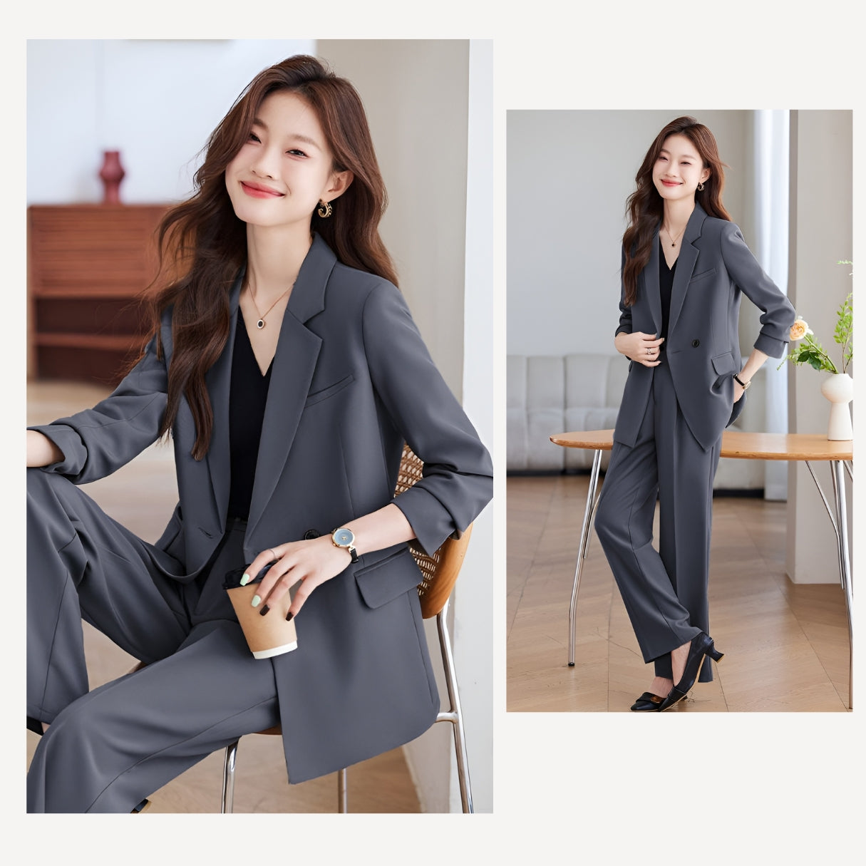 Loose Style Suit Jacket + Trousers Two Pieces Set