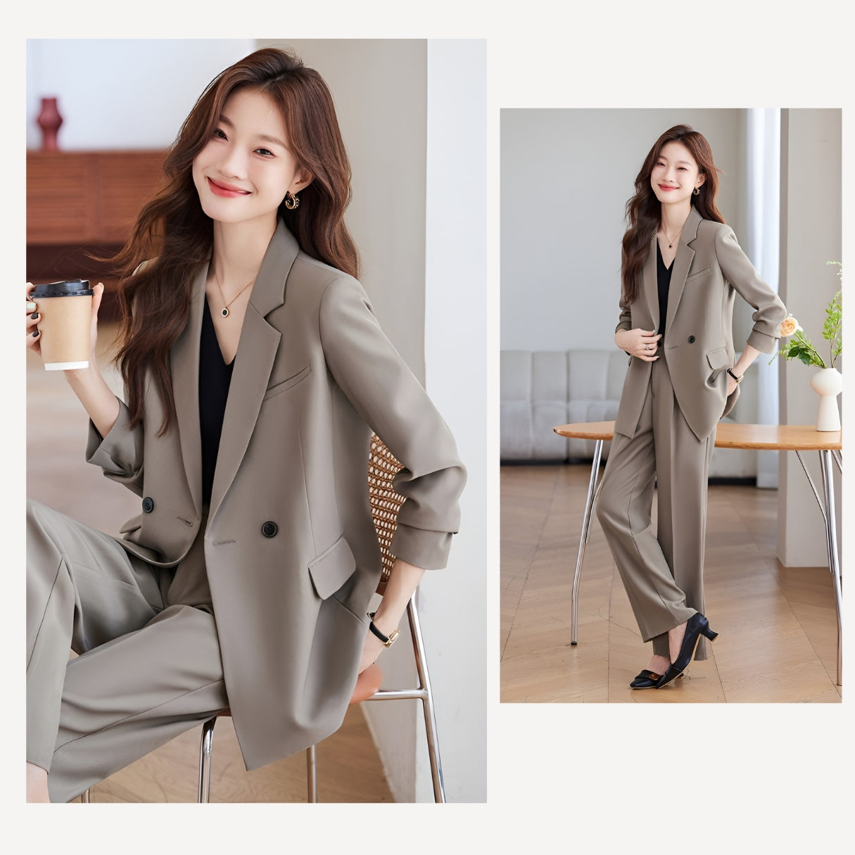 Loose Style Suit Jacket + Trousers Two Pieces Set