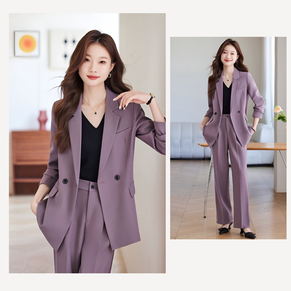 Loose Style Suit Jacket + Trousers Two Pieces Set