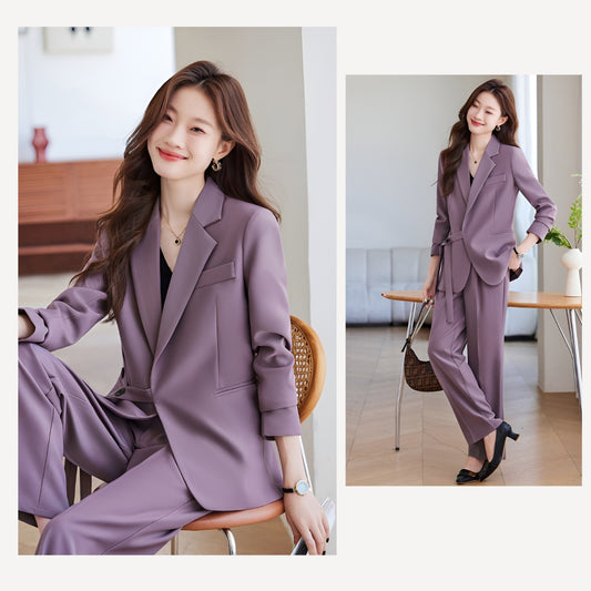 New Style In Autumn Casual Suit Jacket For Women + Trousers Two Pieces Set