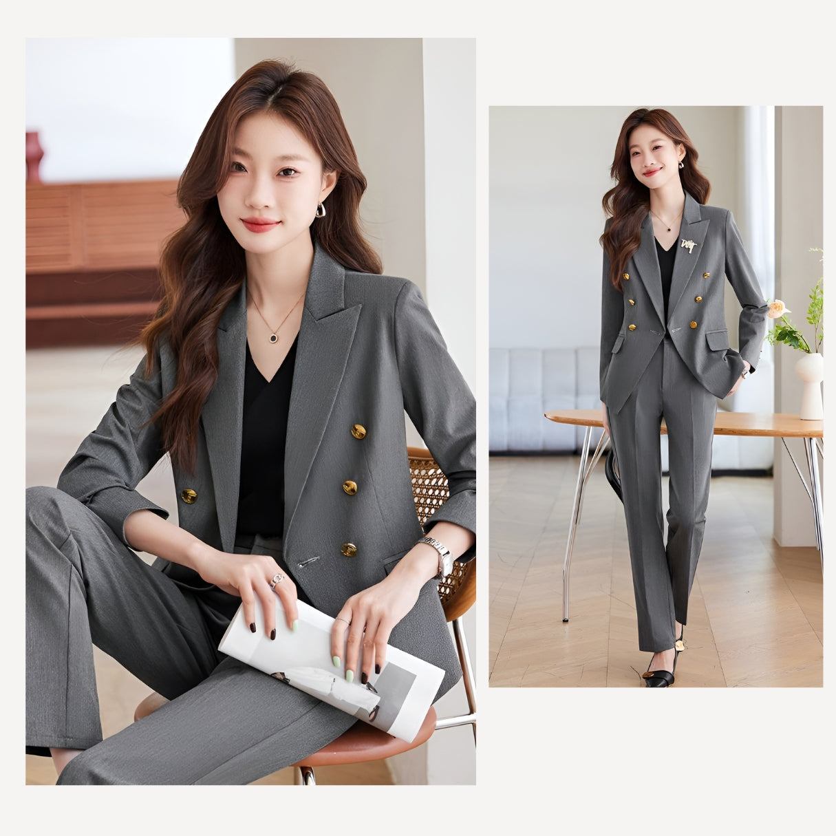 Office Wear High-end Suit Jacket + Trousers Two Pieces Set