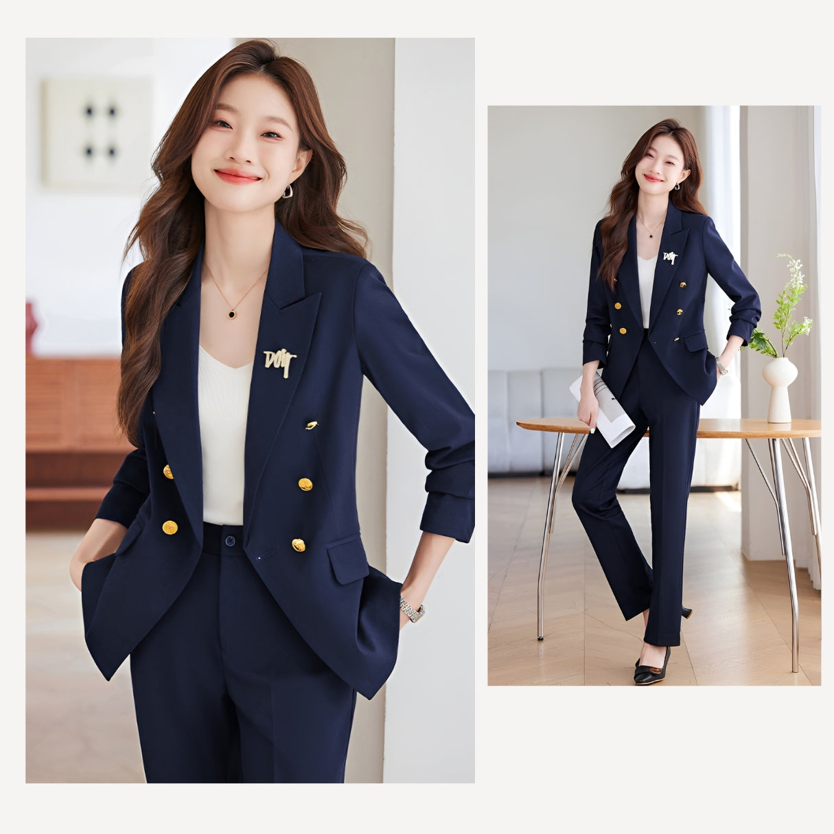 Office Wear High-end Suit Jacket + Trousers Two Pieces Set