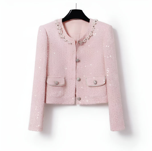 Pink Beaded Elegant Women's Jacket