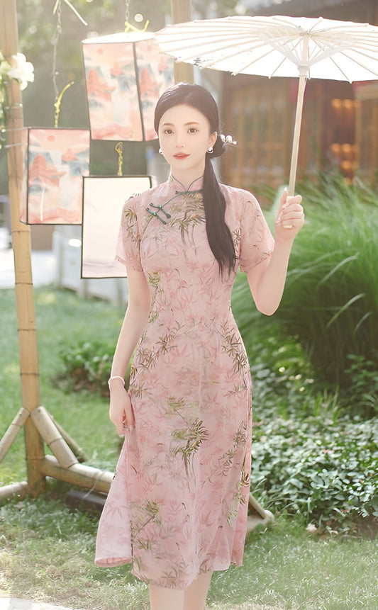 Pink Floral Versatile Cheongsam