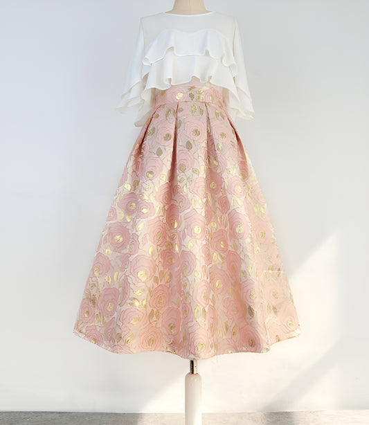 Pink Rose High Waist Skirt