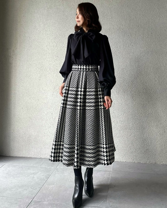 Plaid Coarse Woolen A-line Skirt