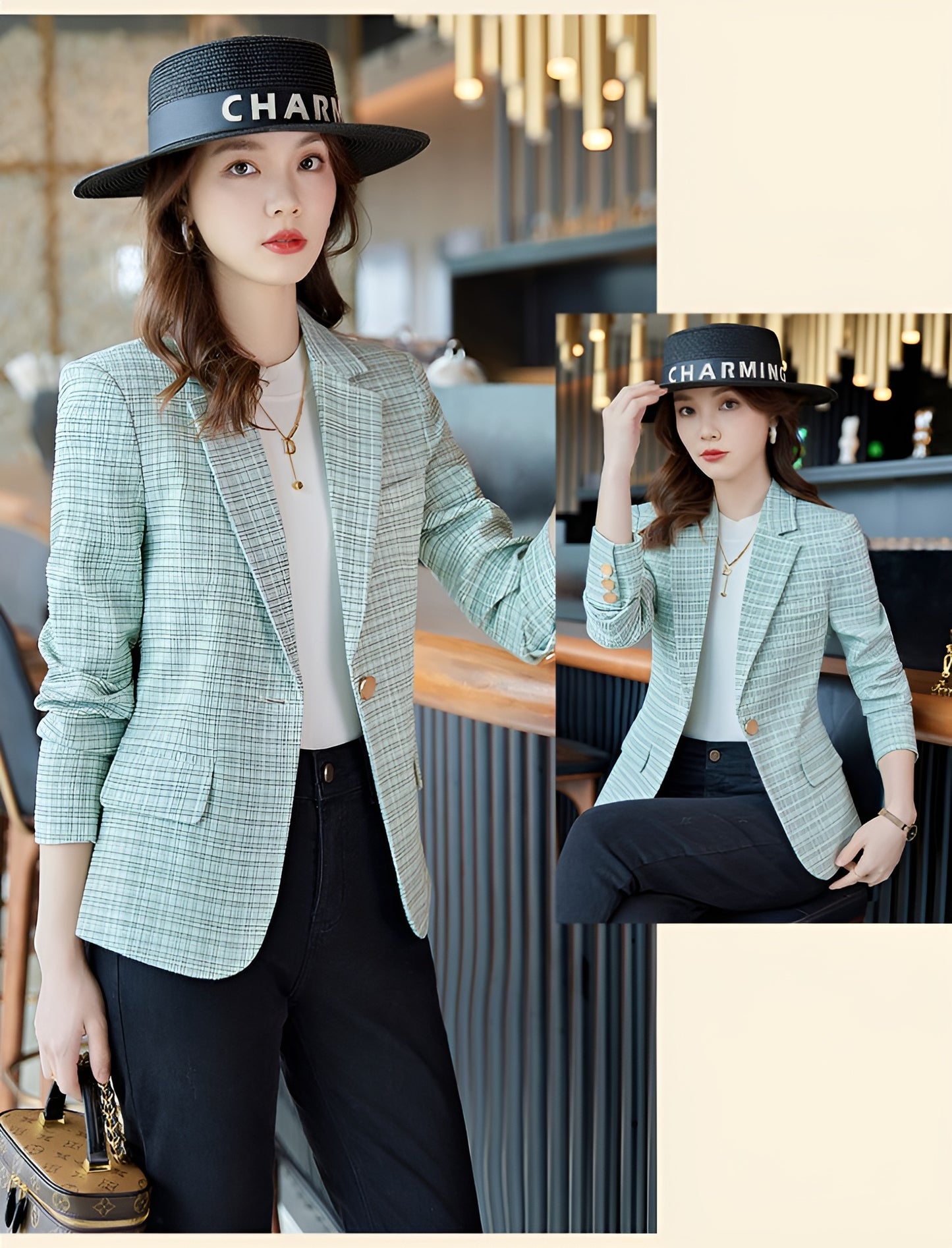 Plaid Suit Jacket For Women