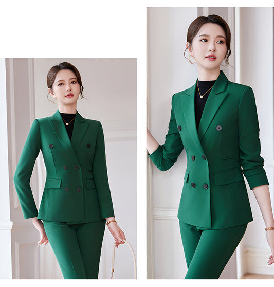 Professional Casual Suit Jacket + Pencil Slim Trousers Two Pieces Set