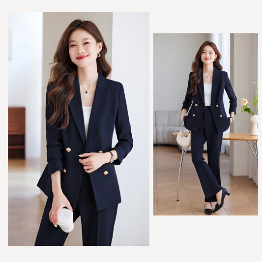 Professional Goddess Casual Suit Jacket + Trousers Two Pieces Set