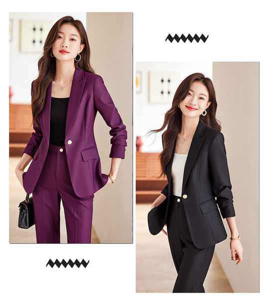 Professional Suit Jacket + Trousers Two Pieces Set