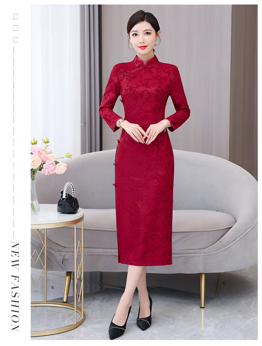 Red High-end Cheongsam Banquet Dress