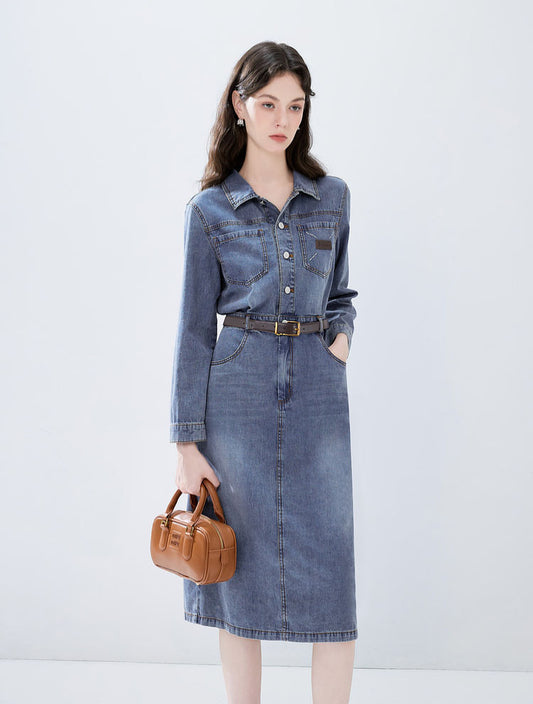 Retro Blue Denim Dress