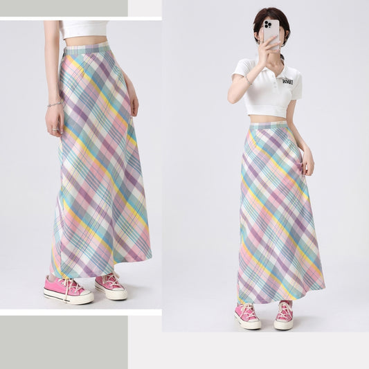 Retro High Waist A-Line Plaid Skirt