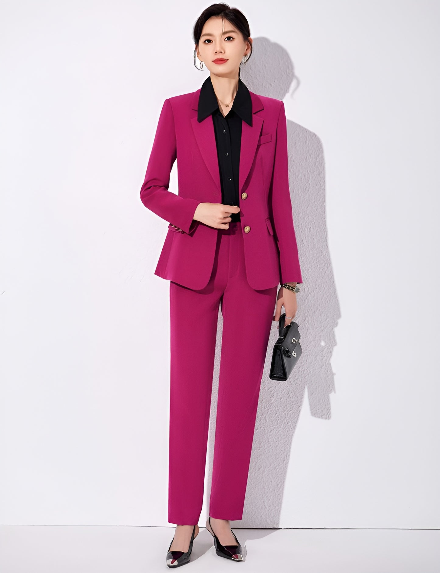 Single Breasted Suit Jacket + Either Trouser or Skirt Two Pieces Set