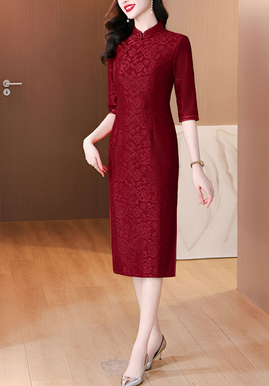 Stylish Red Cheongsam Banquet Dress