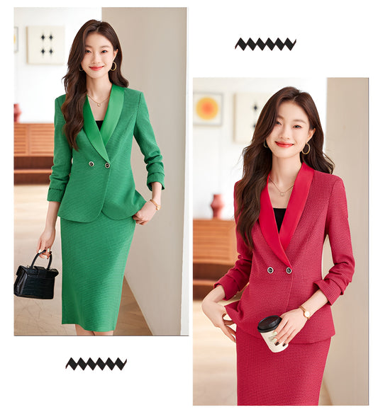 Suit Fashion Casual Jacket + Skirt Two Pieces Set