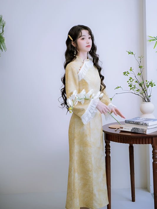 Sweet Yellow Floral Cheongsam