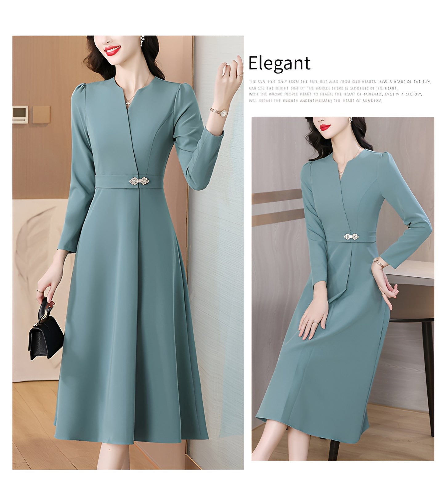 V-neck Fashionable Long-sleeved Dress