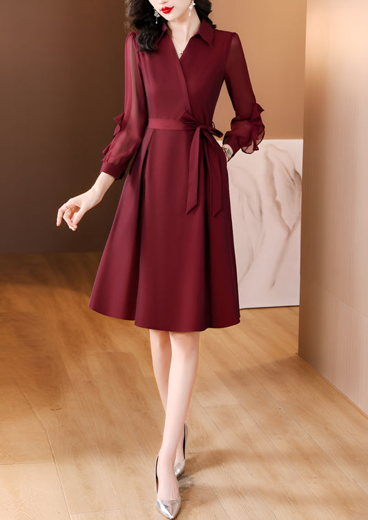 V-neck Long-sleeve Aline Elegant Dress