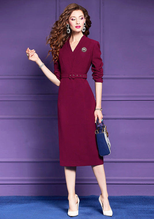 Wine Red Elegant Professional Elegant Dress